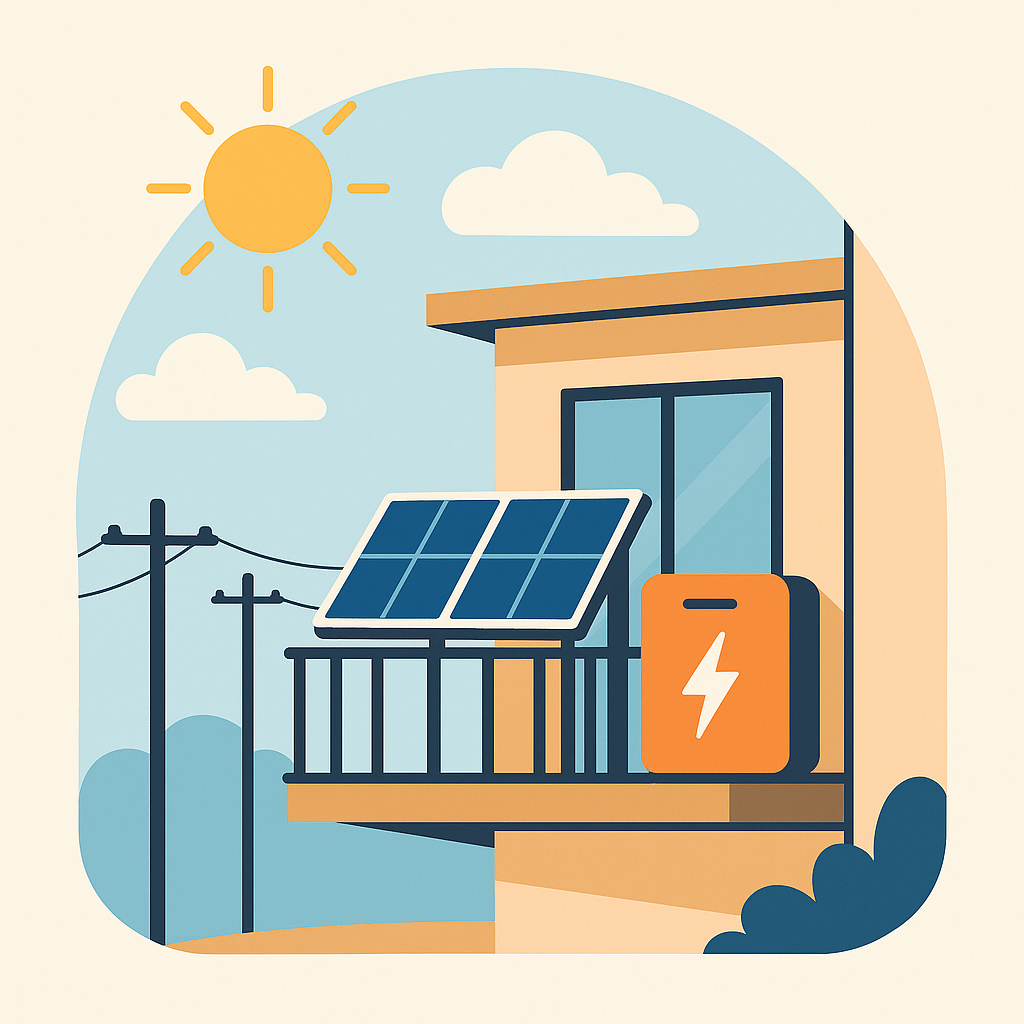 Illustration Balkonkraftwerk mit Batteriespeicher